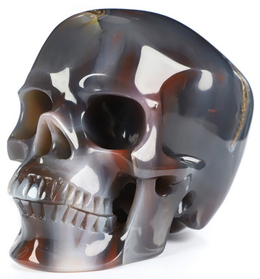 Gemstone 5.0" Mozambique Agate Hand Carved Crystal Skull, Super Realistic, Crystal Healing