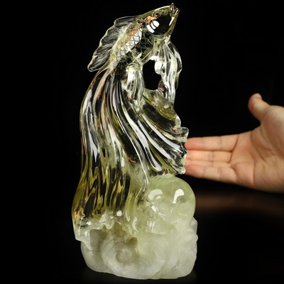Aug 31, 2026 ACSAD (A Crystal Skull a Day) - Nothing Truly Sinks - Gemstone 7.0" Citrine Hand Carved Fish & Crystal Skull Fine Art Sculpture, Crystal Healing