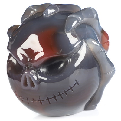 Gemstone 3.1" Mozambique Agate Hand Carved Jack Crystal Skull Sculpture, Crystal Healing