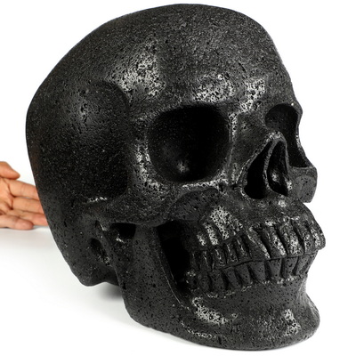 33LB Titan 11.4" Hot Lava Stone Hand Carved Crystal Skull, Super Realistic, Crystal Healing