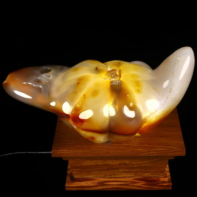 Oct 6, 2026 ACSAD (A Crystal Skull a Day) - A Piece of October - 8.4" Premium Brazilian Agate Hand Carved Jack-O'-Lantern Pumpkin Crystal Skull Sculpture, Crystal Healing