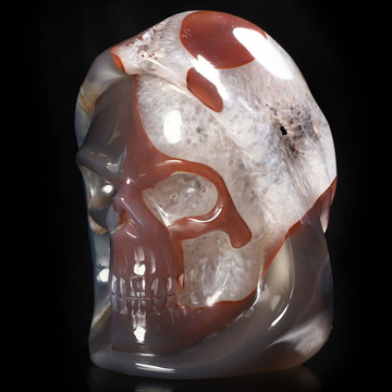 3.7" Premium Brazilian Agate Hand Carved Death Crystal Skull Sculpture, Crystal Healing