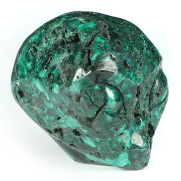 Gemstone 1.9" Malachite Star Being Female Alien Crystal Skull Companion, Hand Carved Gemstone Fine Art Sculpture, Reiki Healing Stone Statue