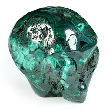 Gemstone 1.9" Malachite Star Being Female Alien Crystal Skull Companion, Hand Carved Gemstone Fine Art Sculpture, Reiki Healing Stone Statue