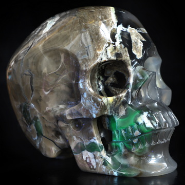 5.0" Volcano Agate Hand Carved Crystal Skull, Super Realistic, Crystal Healing