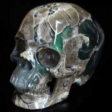 5.0" Volcano Agate Hand Carved Crystal Skull, Super Realistic, Crystal Healing