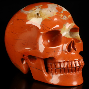 4.9" Red Jasper Hand Carved Crystal Skull, Realistic, Crystal Healing
