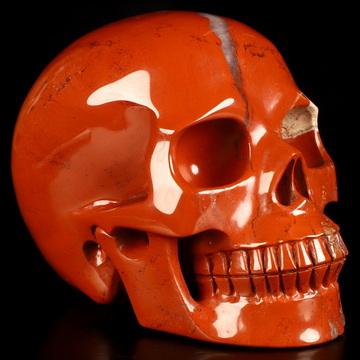 4.9" Red Jasper Hand Carved Crystal Skull, Realistic, Crystal Healing