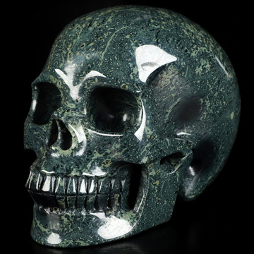 4.9" Kambaba Jasper Hand Carved Crystal Skull, Realistic, Crystal Healing