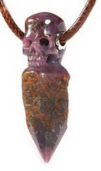 Sapphire Carved Crystal Skull Pendant, Realistic