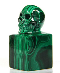 2.0" Malachite Carved Crystal Skull Sculpture