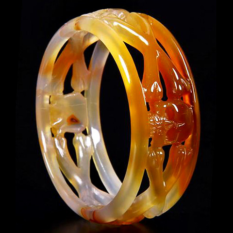 3.1" Carnelian Carved Crystal Skull Bracelet, Inside Diameter 65mm