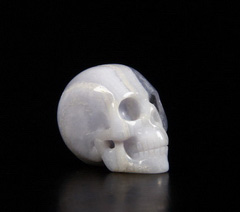 Gemstone 0.9" Blue Lace Agate Carved Crystal Skull, Realistic, Crystal Healing
