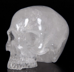 3.6" Quartz Rock Crystal Carved Crystal Skull, No Jaw