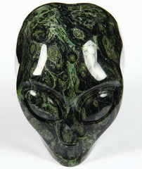 3.9" Kambaba Jasper Carved Crystal Star Being, Female Alien Skull