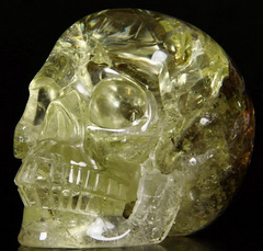 HUGE 4.1" Citrine Carved Crystal Skull, Realistic