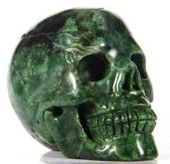2.5" Green Coral Stone Carved Crystal Skull, Realistic