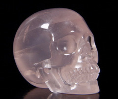 1.5" Rose Quartz Carved Crystal Skull, Realistic