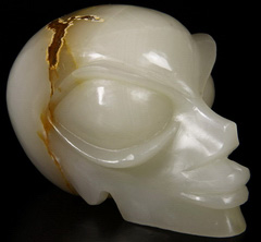 HUGE 5.0" Afghanistan Jade Carved Crystal Beauty Alien Skull