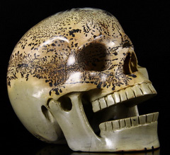 HUGE 5.2" Chinese Painting Stone Carved Crystal Singing Skull