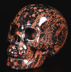 2.1" Snowflake Obsidian Carved Crystal Skull, Realistic