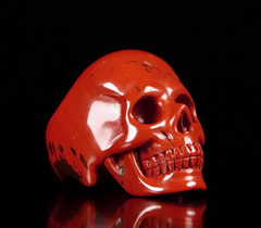 Size 11 Red Jasper Carved Crystal Skull Ring