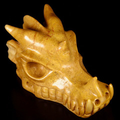 HUGE 5.1" Autumn Jade Carved Crystal Dragon Skull