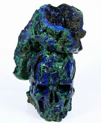 AMAZING Huge 4.8" Azurite& malachite Carved Crystal Skull