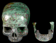 Lifesized 7.2" Ruby Fuchsite Carved Crystal Skull Replica, Skull of Doom