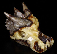 2.9" Dragon Septarian Stone Carved Crystal Dragon Skull