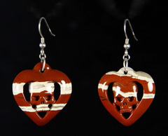 Red Jasper & 925 Sterling Silver Carved Crystal Skull Earrings with 925 Sterling Silver