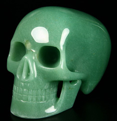 HUGE 5.5" Green Aventurine Carved Mitchell-Hedges Crystal Skull Replica, Skull of Doom