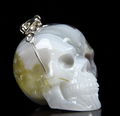 Fine Gemstone 1.5" Mozambique Agate Carved Crystal Skull #4701385