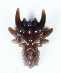 2.0" Mozambique Agate Carved Crystal Dragon Skull Pendant