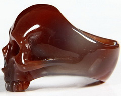 Fine Gemstone size 10, Mozambique Agate Carved Crystal Skull Ring #4701556
