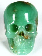 1.3" Chrysoprase Carved Crystal Skull Ring US # 11