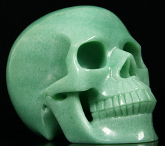 Lifesized 6.7" Green Aventurine Carved Crystal Skull, Realistic