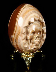 2.2" Red Striped Jasper Carved Crystal Skull, Realistic