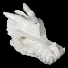HUGE 4.9" White Chalcedony Carved Crystal Dragon Skull