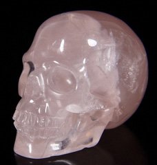 2.4" Rose Quartz Carved Crystal Skull, Realistic, Crystal Healing