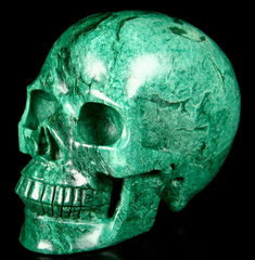 HUGE 5.1" African Green Stone Verdite Carved Crystal Skull, Realistic