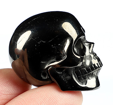 1.3" Graphite Carved Crystal Skull, Realistic