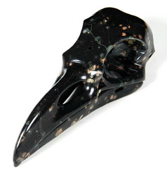 Giant 9.2" Plumite Carved Crystal Raven Skull