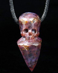 Gemstone 1.9" Sapphire Carved Crystal Skull Pendant