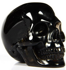 Superior Quality 1.4" Dark Smokey/Smoky Quartz Rock Crystal Carved Crystal Skull, Realistic