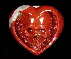 Size 9 1/2, Red Jasper Carved Crystal Skull Ring