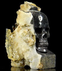 HUGE 4.6" Valentinite Carved Crystal Skull Mineral Specimen