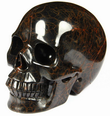 HUGE 4.8" Spider stone Carved Crystal Skull, Realistic