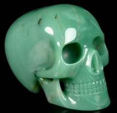 HUGE 5.1" Green Aventurine Carved Mitchell-Hedges Crystal Skull Replica, Skull of Doom