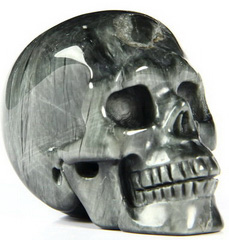Gemstone 1.6" Hawk's Eye Carved Crystal Skull, Realistic